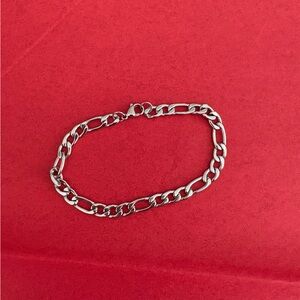 New- Adornia Stainless Steel Men’s Figaro Chain Bracelet, 9”